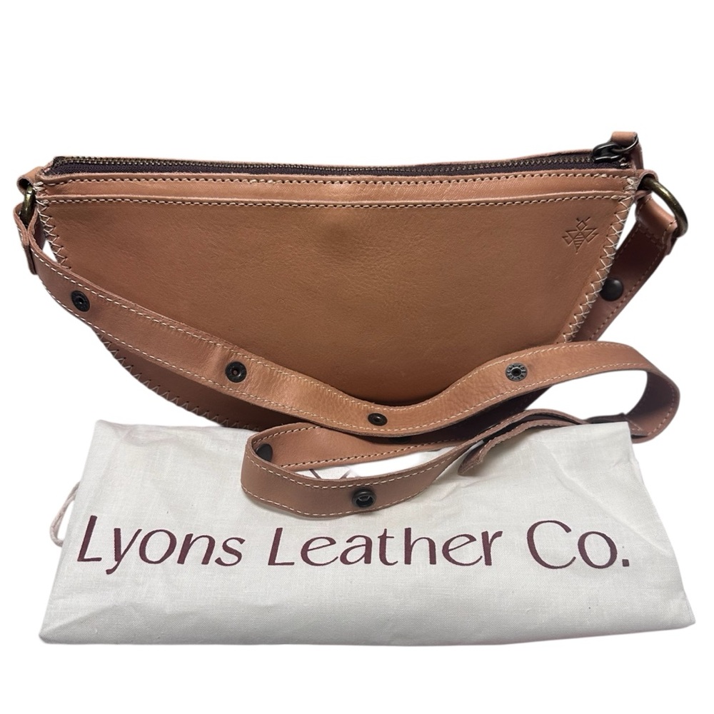 Lyons Leather Co. Solid Beige Leather Half Circle… - image 7